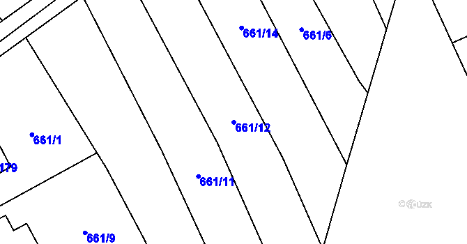 Parcela st. 661/12 v KÚ Chválkovice, Katastrální mapa