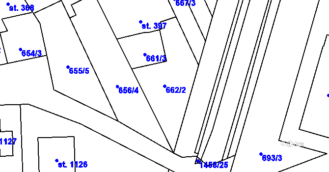 Parcela st. 662/2 v KÚ Chválkovice, Katastrální mapa