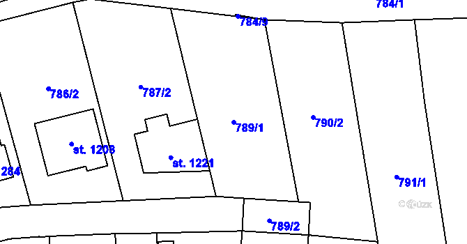 Parcela st. 789/1 v KÚ Chválkovice, Katastrální mapa