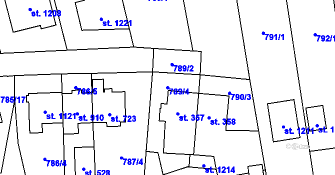 Parcela st. 789/4 v KÚ Chválkovice, Katastrální mapa