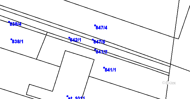 Parcela st. 841/2 v KÚ Chválkovice, Katastrální mapa