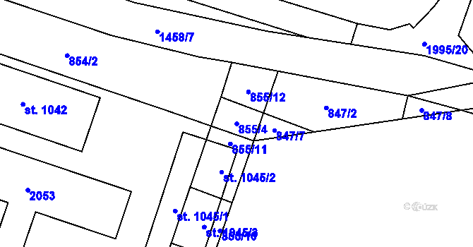 Parcela st. 855/4 v KÚ Chválkovice, Katastrální mapa