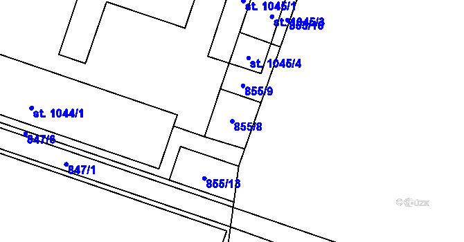 Parcela st. 855/8 v KÚ Chválkovice, Katastrální mapa