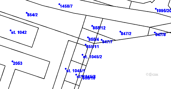 Parcela st. 855/11 v KÚ Chválkovice, Katastrální mapa
