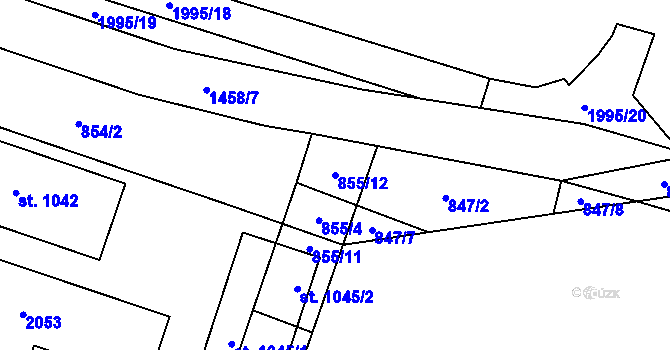 Parcela st. 855/12 v KÚ Chválkovice, Katastrální mapa