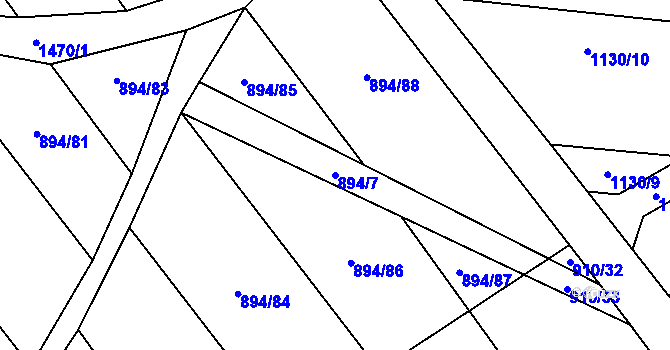 Parcela st. 894/7 v KÚ Chválkovice, Katastrální mapa