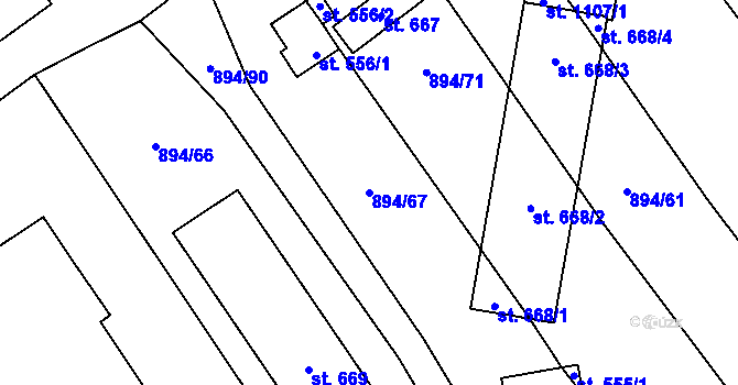 Parcela st. 894/67 v KÚ Chválkovice, Katastrální mapa