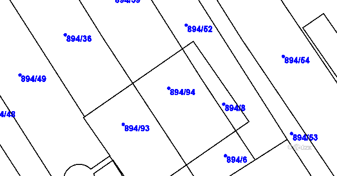Parcela st. 894/94 v KÚ Chválkovice, Katastrální mapa