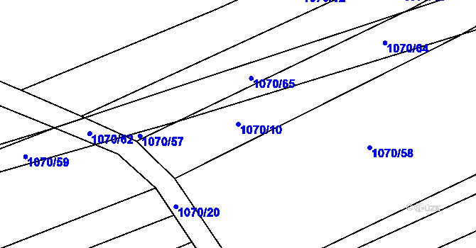 Parcela st. 1070/10 v KÚ Chválkovice, Katastrální mapa