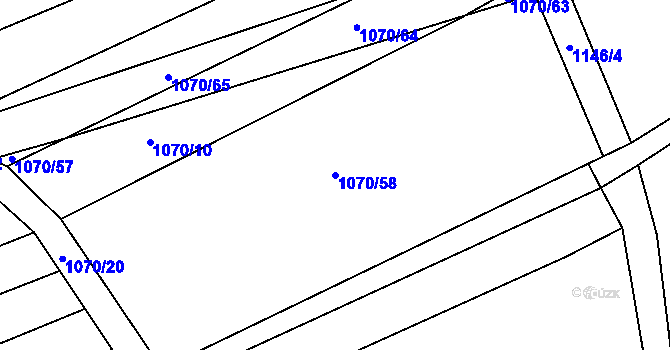 Parcela st. 1070/58 v KÚ Chválkovice, Katastrální mapa