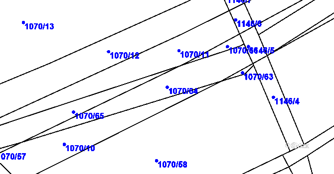 Parcela st. 1070/64 v KÚ Chválkovice, Katastrální mapa
