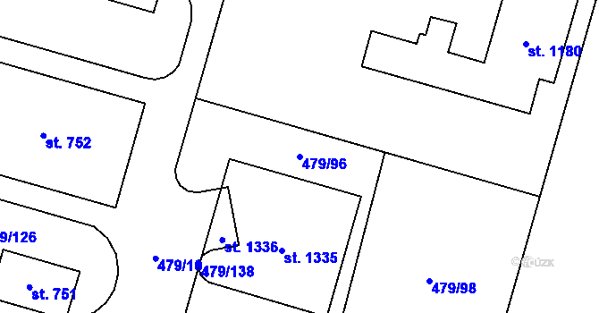 Parcela st. 479/96 v KÚ Chválkovice, Katastrální mapa