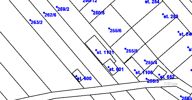 Parcela st. 1131 v KÚ Chválkovice, Katastrální mapa