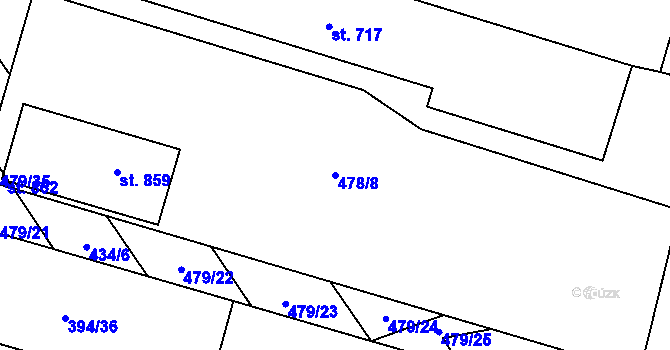 Parcela st. 478/8 v KÚ Chválkovice, Katastrální mapa