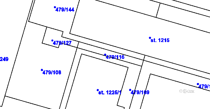 Parcela st. 479/116 v KÚ Chválkovice, Katastrální mapa