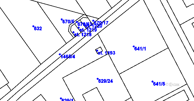 Parcela st. 1193 v KÚ Chválkovice, Katastrální mapa