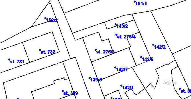 Parcela st. 276/3 v KÚ Chválkovice, Katastrální mapa