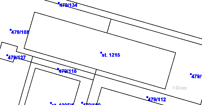 Parcela st. 1215 v KÚ Chválkovice, Katastrální mapa