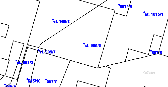Parcela st. 999/6 v KÚ Chválkovice, Katastrální mapa