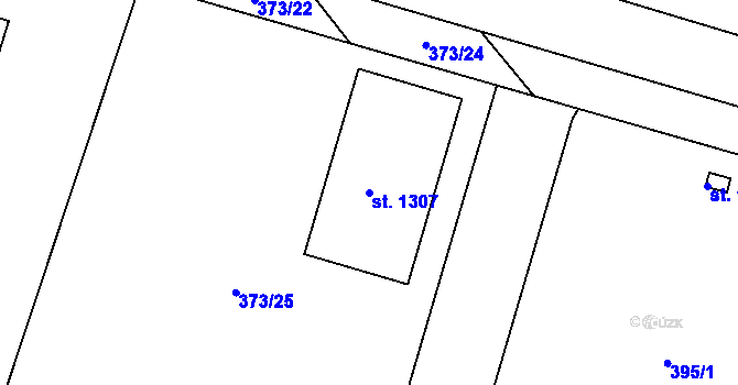 Parcela st. 1307 v KÚ Chválkovice, Katastrální mapa
