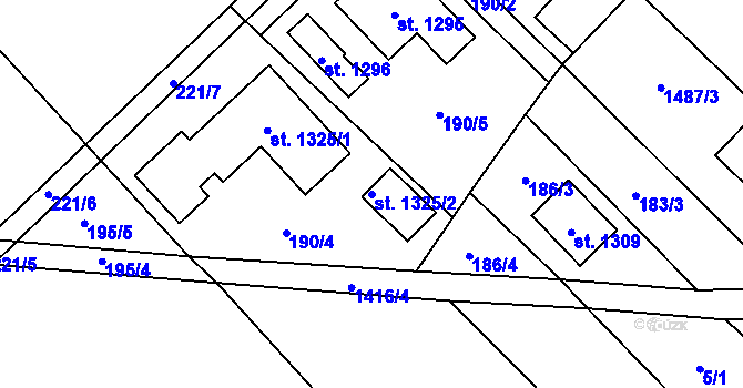 Parcela st. 1325/2 v KÚ Chválkovice, Katastrální mapa