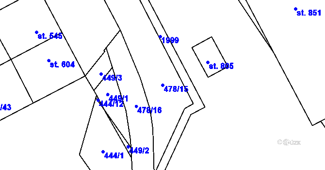 Parcela st. 478/15 v KÚ Chválkovice, Katastrální mapa