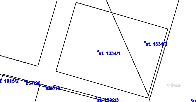 Parcela st. 1334/1 v KÚ Chválkovice, Katastrální mapa