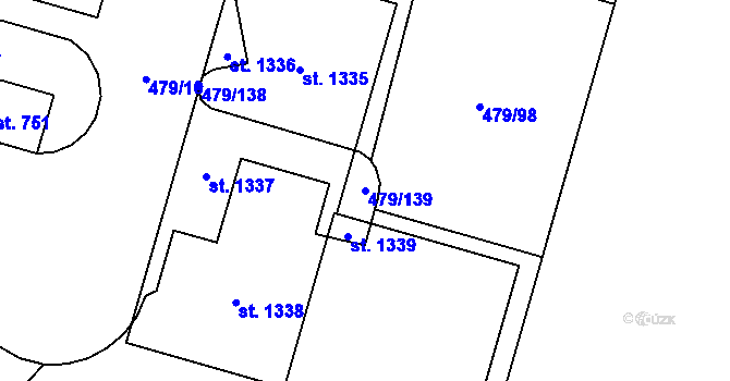Parcela st. 479/139 v KÚ Chválkovice, Katastrální mapa