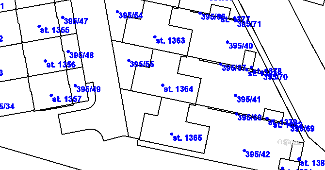 Parcela st. 1364 v KÚ Chválkovice, Katastrální mapa