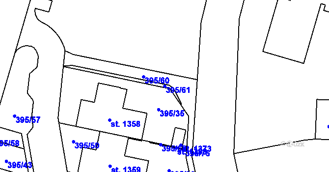 Parcela st. 395/61 v KÚ Chválkovice, Katastrální mapa