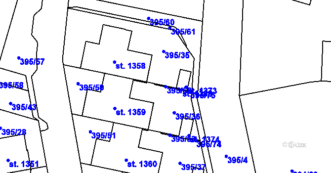 Parcela st. 395/62 v KÚ Chválkovice, Katastrální mapa