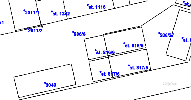 Parcela st. 816/6 v KÚ Chválkovice, Katastrální mapa