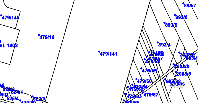 Parcela st. 479/141 v KÚ Chválkovice, Katastrální mapa
