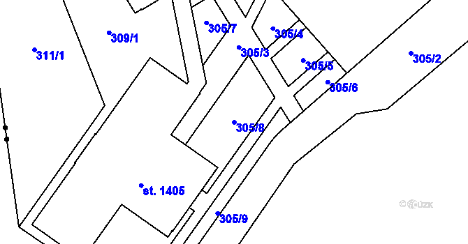 Parcela st. 305/8 v KÚ Chválkovice, Katastrální mapa