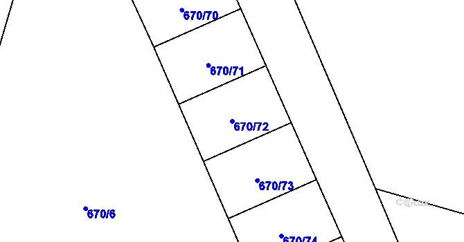 Parcela st. 670/72 v KÚ Chválkovice, Katastrální mapa