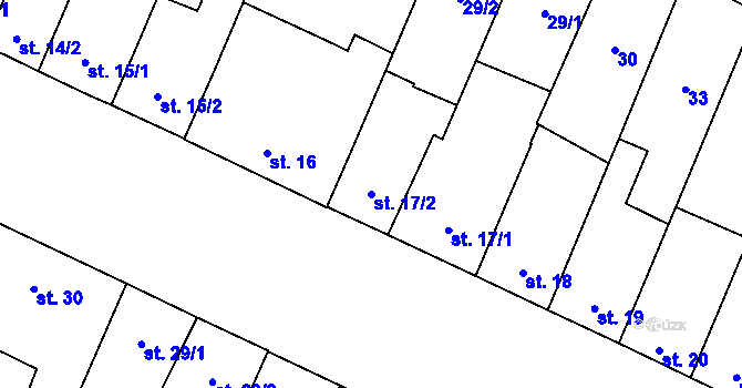 Parcela st. 17/2 v KÚ Nový Svět u Olomouce, Katastrální mapa