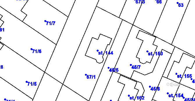 Parcela st. 144 v KÚ Nový Svět u Olomouce, Katastrální mapa