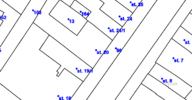Parcela st. 20 v KÚ Pavlovičky, Katastrální mapa