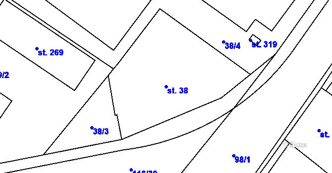 Parcela st. 38 v KÚ Pavlovičky, Katastrální mapa