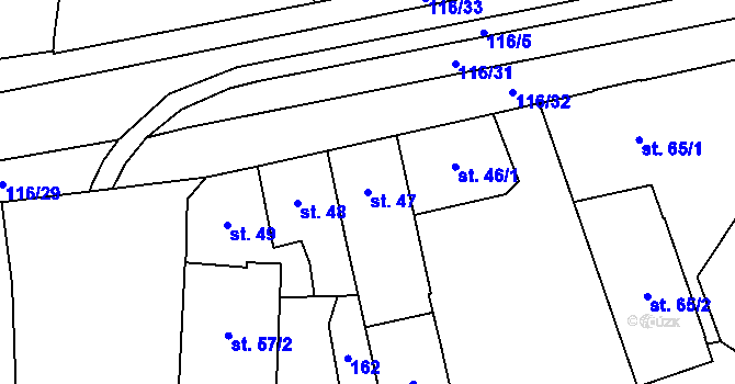 Parcela st. 47 v KÚ Pavlovičky, Katastrální mapa