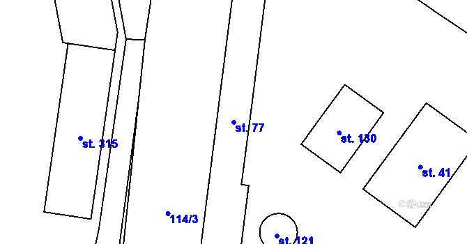 Parcela st. 77 v KÚ Pavlovičky, Katastrální mapa