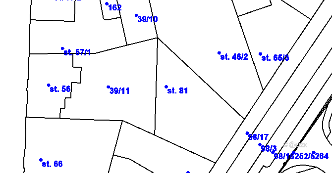 Parcela st. 81 v KÚ Pavlovičky, Katastrální mapa