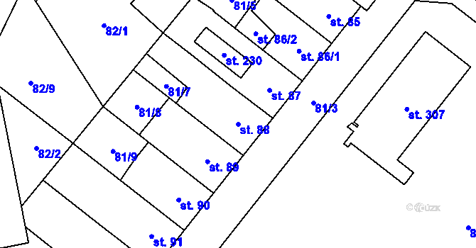 Parcela st. 88 v KÚ Pavlovičky, Katastrální mapa
