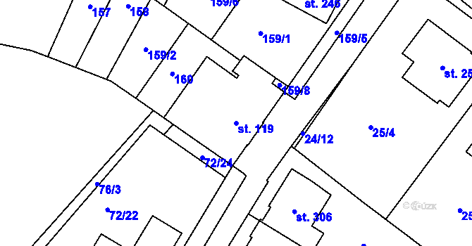 Parcela st. 119 v KÚ Pavlovičky, Katastrální mapa