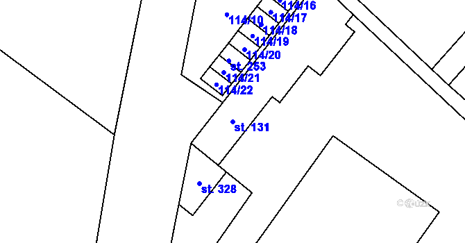 Parcela st. 131 v KÚ Pavlovičky, Katastrální mapa