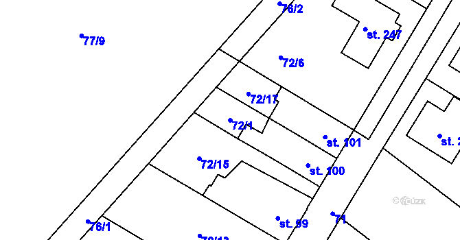 Parcela st. 72/1 v KÚ Pavlovičky, Katastrální mapa