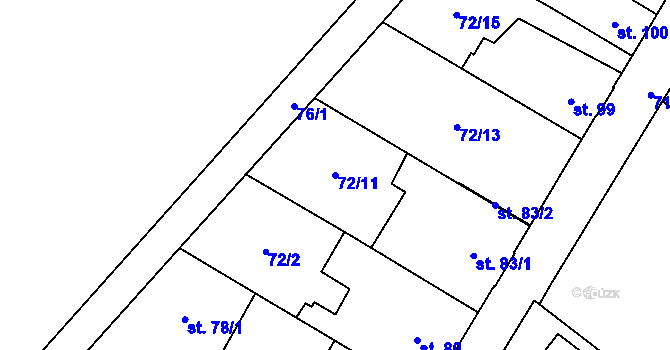 Parcela st. 72/11 v KÚ Pavlovičky, Katastrální mapa