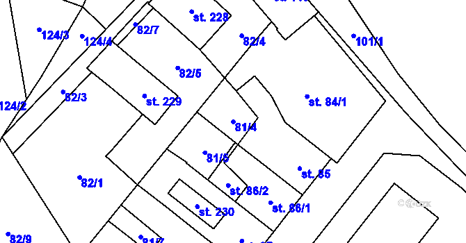 Parcela st. 81/4 v KÚ Pavlovičky, Katastrální mapa