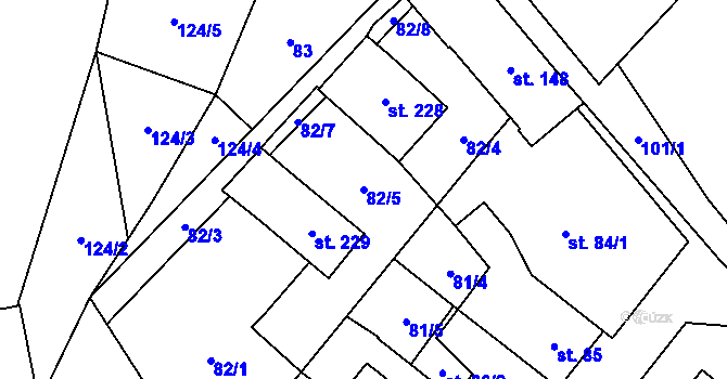 Parcela st. 82/5 v KÚ Pavlovičky, Katastrální mapa