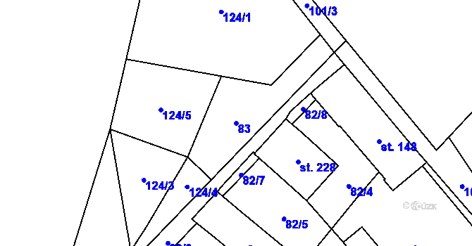 Parcela st. 83 v KÚ Pavlovičky, Katastrální mapa